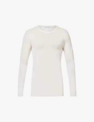 HANRO: Long-sleeved crewneck wool and silk-blend T-shirt