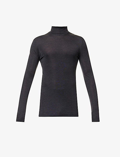 HANRO: Roll-neck slim-fit wool and silk-blend T-shirt