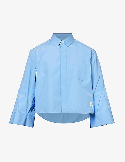 SACAI: Thomas logo-plaque cotton shirt