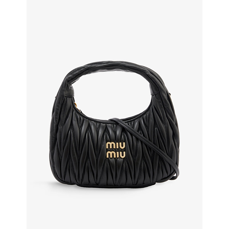 Miu Miu Matelassé Metal Logo Plaque Shoulder Bag In Default Title
