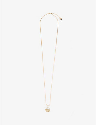 MIU MIU: Pearl and crystal-embellished brass necklace