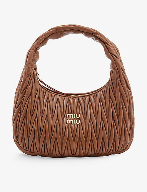 MIU MIU: Matelassé small leather hobo bag