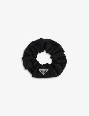 Prada Re-nylon Triangle-logo Scrunchie In Black