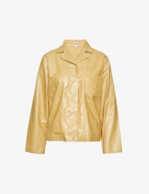 Loewe Pajama-style Blouse In Lambskin In Sand/butter