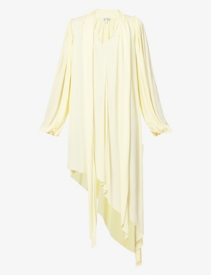 Loewe Asymmetric Pussybow Shirt Dress In Vanilla