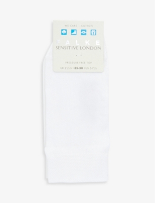 Falke Womens White Sensitive London Ankle-rise Stretch-cotton Socks