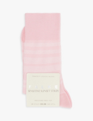 Falke Womens Rose Stripe-pattern Calf-rise Stretch-woven Socks