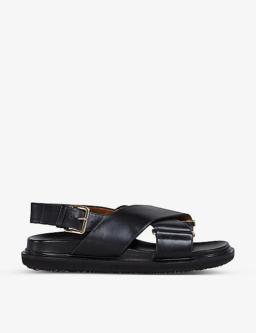 MARNI: Fussbett cross-over leather sandals