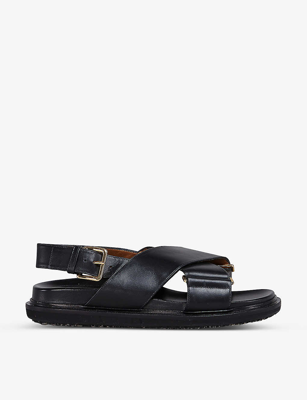 Shop Marni Women's Black Fussbett Cross-over Leather Sandals