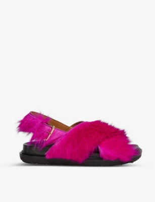 Marni Fussbett Shaggy Comfort Slingback Sandals In Fuchsia