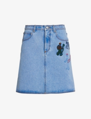 Blue illusion clearance denim skirt