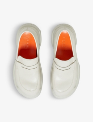 Shop Marni Women's Stone White Chunky-sole Leather Moccasins