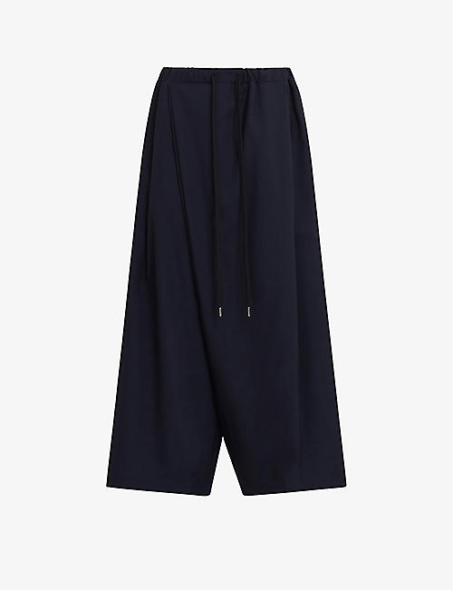MARNI: Draped wide-leg mid-rise wool trousers