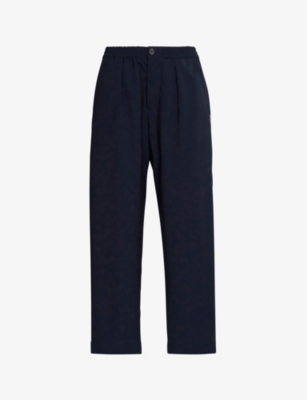 Shop Marni Women's Blublack Mid-rise Tapered-leg Wool Trousers