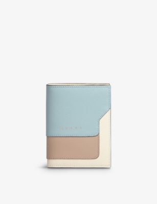 Marni Womens Multi-coloured Vanitosi Logo-embossed Calf-leather Wallet In Aquamarine/natural