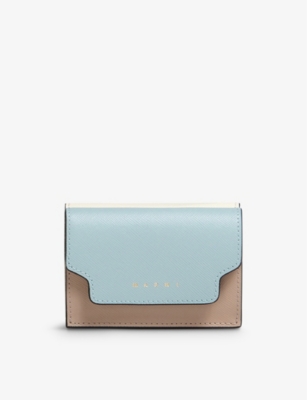 MARNI: Logo-print zip-up leather wallet
