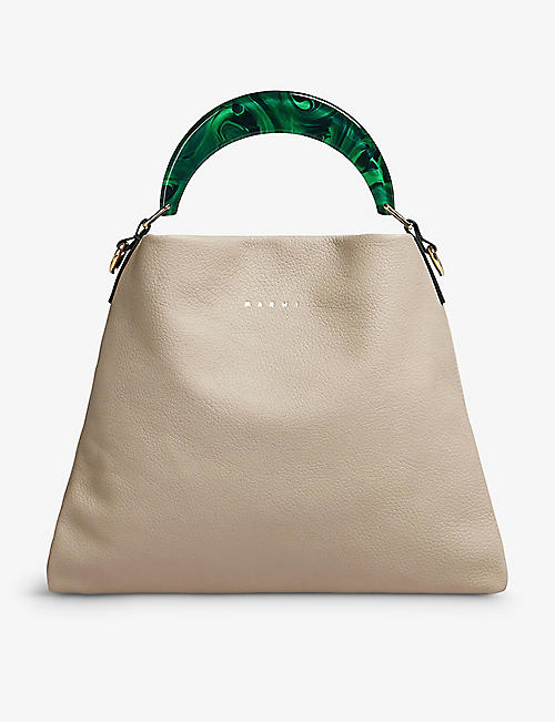 MARNI: Sac logo-debossed top-handle leather bag