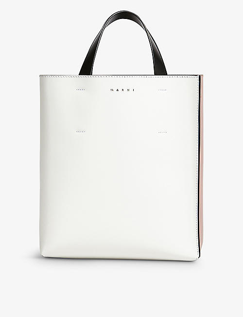 MARNI: Museo logo-embossed leather tote bag
