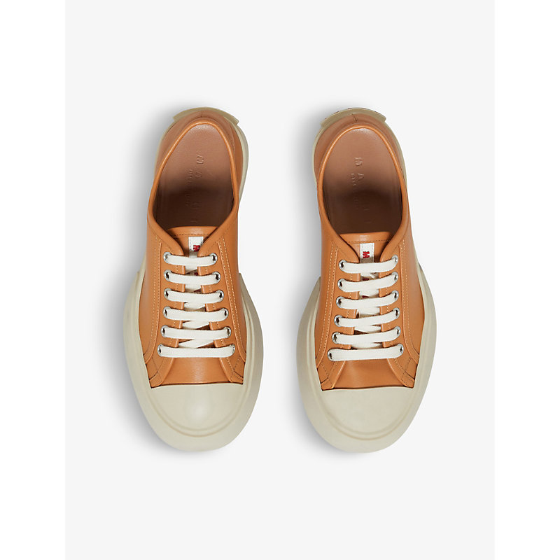 Shop Marni Women's Camel Pablo Chunky-sole Nappa-leather Trainers