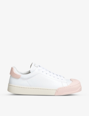 Shop Marni Womens White/light Pink Dada Bumper Toe-cap Leather Trainers