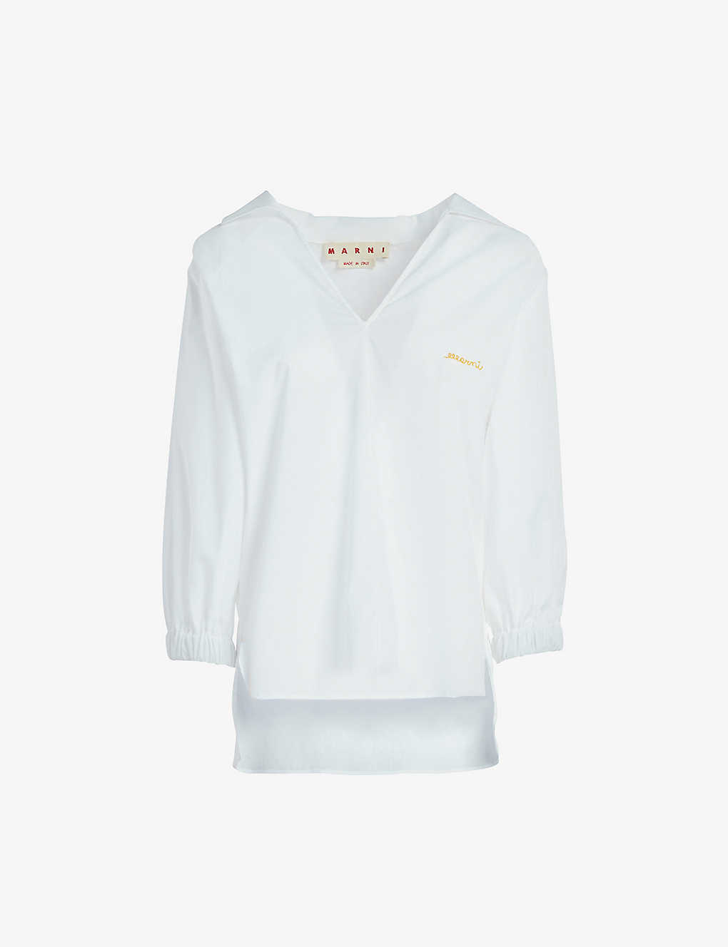 Marni Logo Cotton Shirt In Lily White