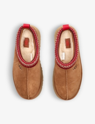 Shop Ugg Women's Tan Tazz Suede And Shearling Slippers
