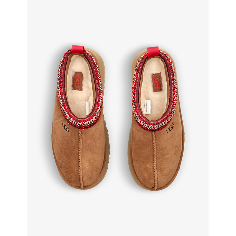 Shop Ugg Women's Tan Tazz Suede And Shearling Slippers
