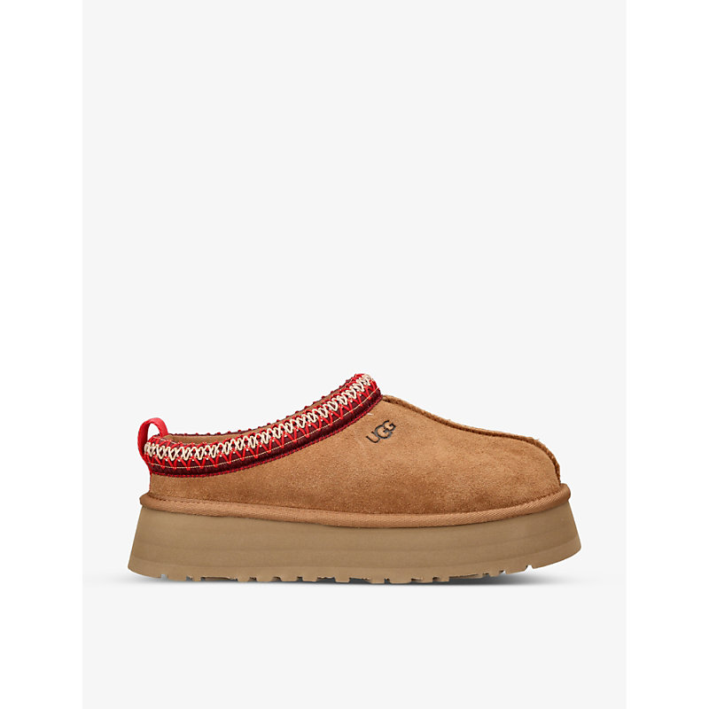 Shop Ugg Womens Tan Tazz Suede And Shearling Slippers