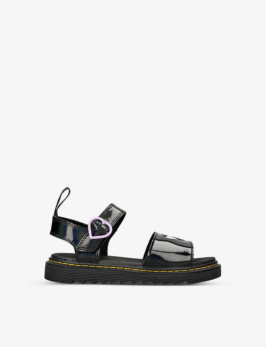 Dr. Martens Kids' Marlow Heart Leather Sandals 6-10 Years In Blk/other
