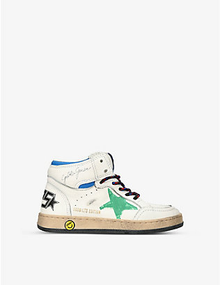 GOLDEN GOOSE: Sky Star star-appliqué leather high-top trainers 6-9 years