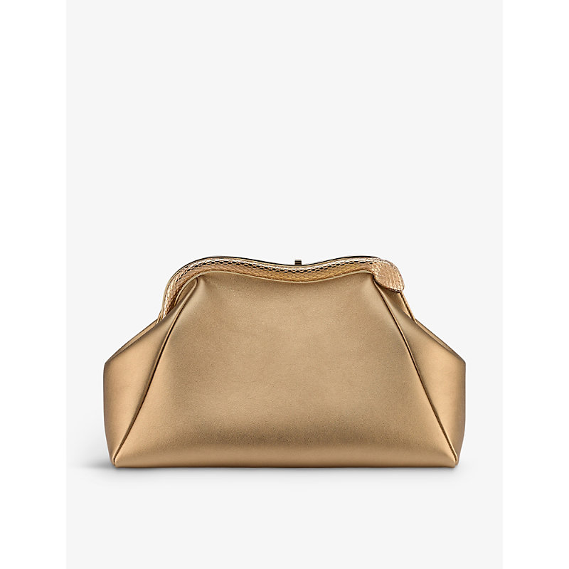 Bvlgari Serpentine Leather Clutch Bag In Gold
