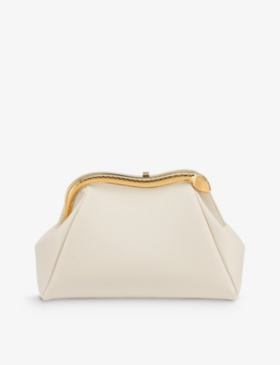 Bvlgari Serpentine Leather Clutch Bag In White