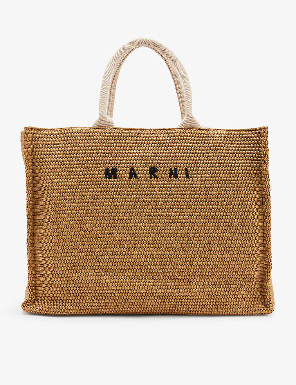 Marni East West Large Straw Tote Bag In Raw Sienna/ Natural