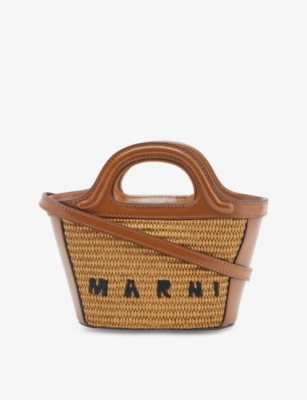 Marni Womens Raw Sienna Tropicalia Micro Straw Cross-body Bag