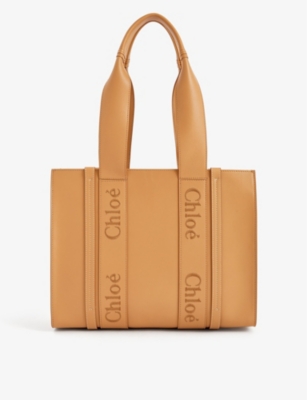 Chloé Chloe Womens Light Tan Woody Medium Leather Tote Bag