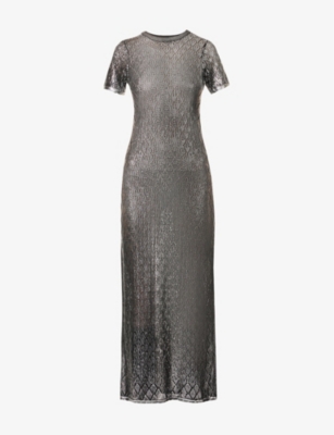 Rabanne Semi-sheer Metallic Maxi Dress In Black