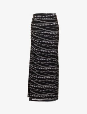 PACO RABANNE: Graphic-print stretch-woven jersey maxi skirt