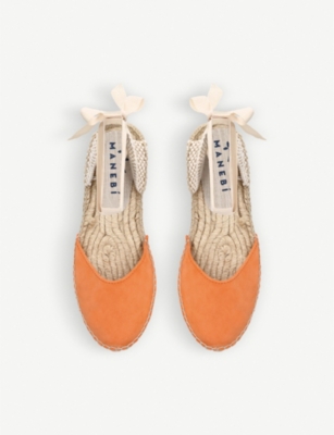 MANEBI: Hamptons contrast-stitch suede espadrilles