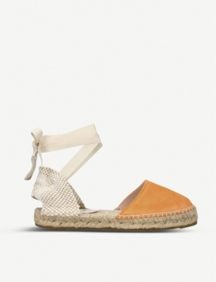 Shop Manebi Women's Orange Hamptons Contrast-stitch Suede Espadrilles In Bright Orange