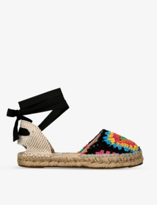 MANEBI: Yucatan lace-up crochet-knit espadrilles