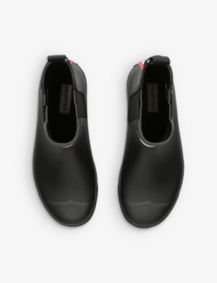 Shop Hunter Original Chelsea Logo-print Rubber Ankle Boots In Black