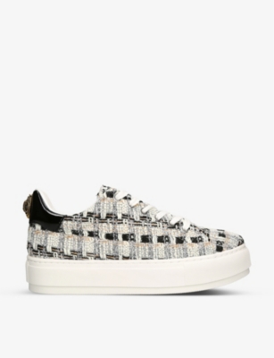 Kurt Geiger Tweed Laney Eagle Sneakers In Blk/white