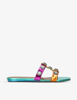 Kurt Geiger Leather Embellished Octavia Sandals In Mult/other