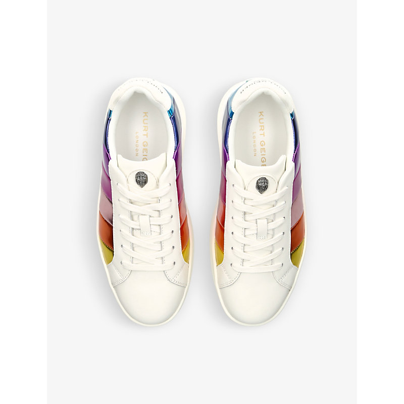 Shop Kurt Geiger Laney Pumped Platform-sole Striped Leather Low-top Trainers In Multi-coloured