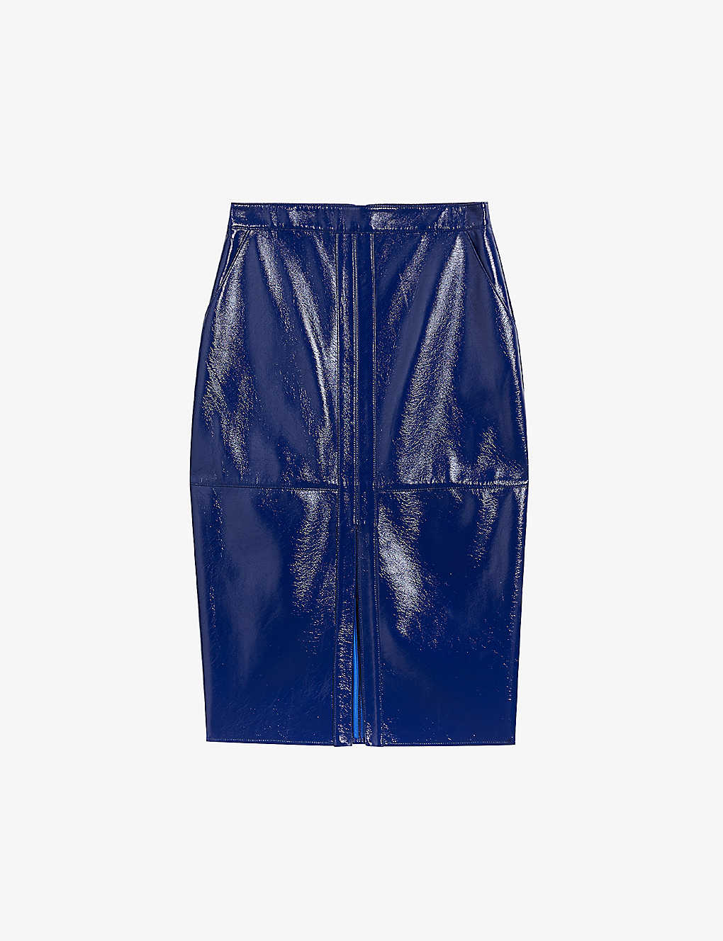 Ted Baker Vinell Panelled Faux-leather Midi Skirt In Blue