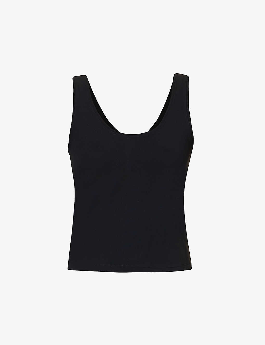 SPANX SPANX ACTIVE WOMENS VERY BLACK GET MOVING FITTED STRETCH-WOVEN TANK,64845907