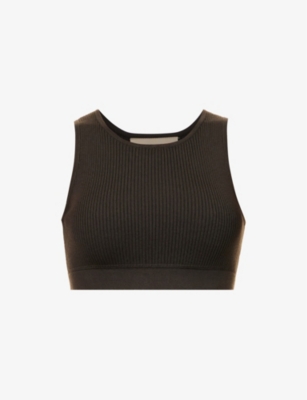 Essentials Gray Rib Tank Top In Off Black