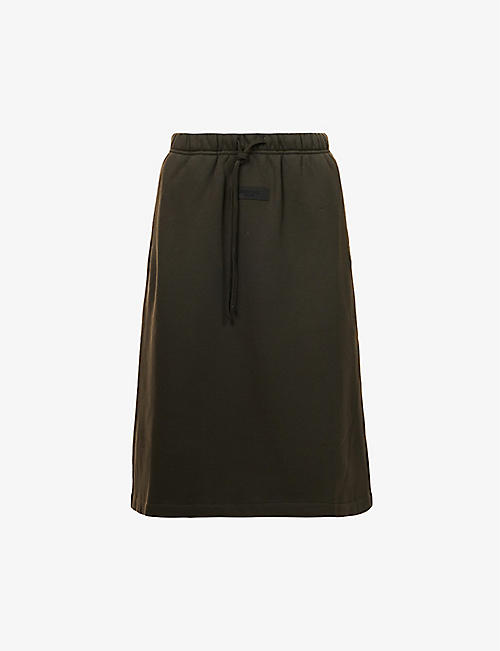 FOG X ESSENTIALS: ESSENTIALS brand-badge cotton-blend midi skirt