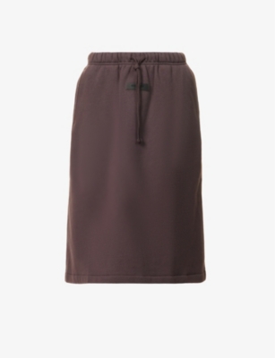 Essentials Purple Drawstring Midi Skirt In Plum