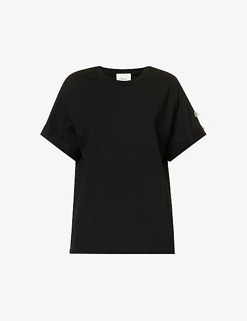 3.1 PHILLIP LIM: Metal-trim round-neck cotton-jersey T-shirt